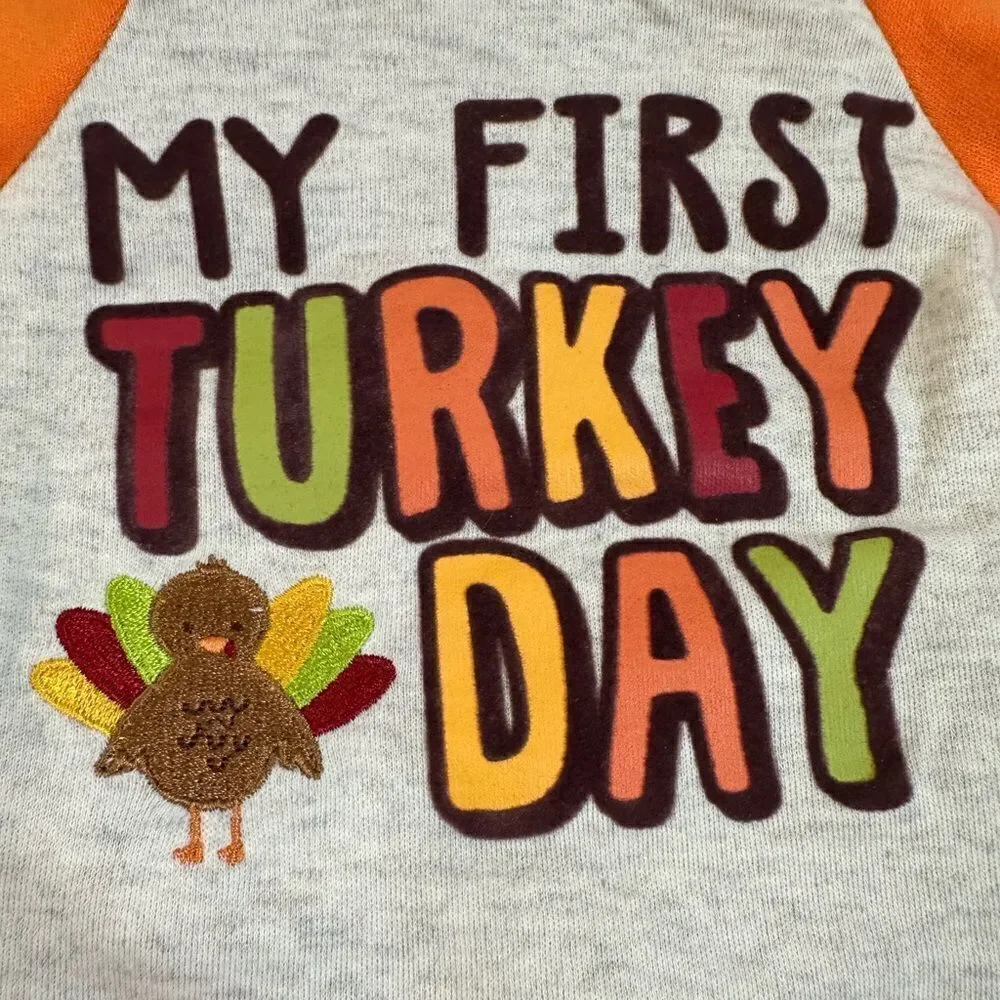 NWT Macy’s Baby Essentials 2 Piece Pant Set My First Turkey Day - Size 3 Month